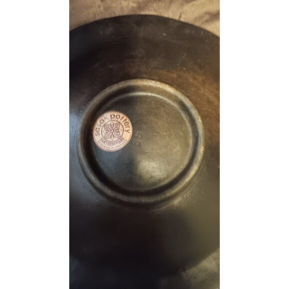 Vintage Handmade Sasak Pottery Earthenware Footed Bowl With Fish Motif 9.5" - Picture 5 of 10